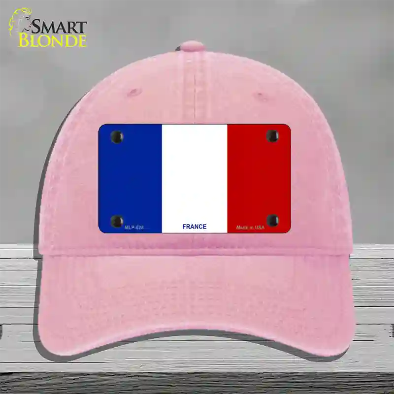 France Flag Novelty License Plate Hat Unconstructed Cotton / Pink