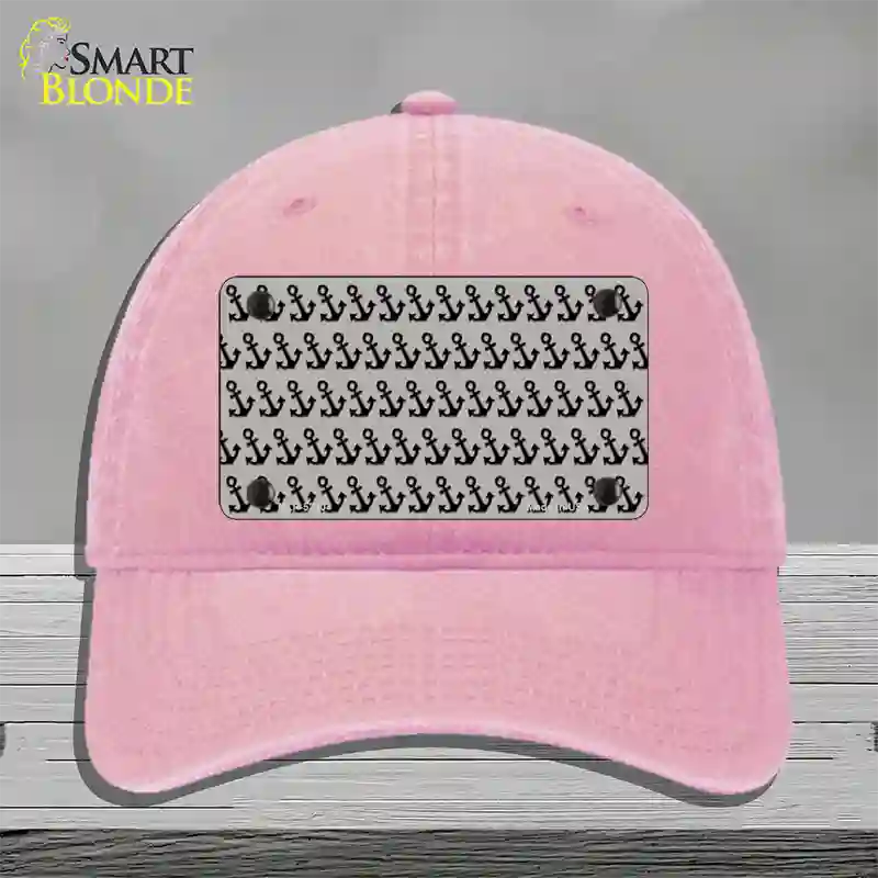 Grey Black Anchor Novelty License Plate Hat Unconstructed Cotton / Pink