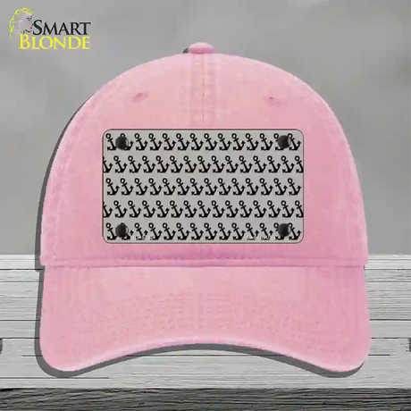 Grey Black Anchor Novelty License Plate Hat Unconstructed Cotton / Pink