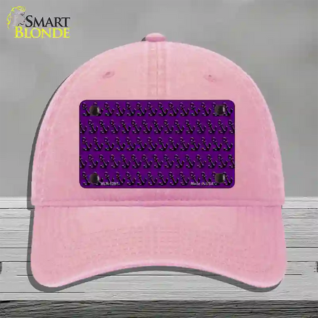 Purple Black Anchor Novelty License Plate Hat Unconstructed Cotton / Pink