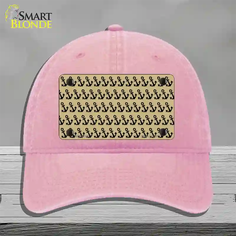 Gold Black Anchor Novelty License Plate Hat Unconstructed Cotton / Pink