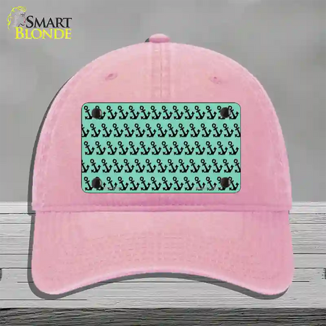 Mint Black Anchor Novelty License Plate Hat Unconstructed Cotton / Pink