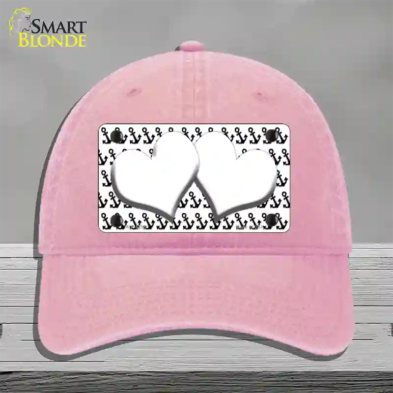 White Black Anchor White Heart Center Novelty License Plate Hat Unconstructed Cotton / Pink