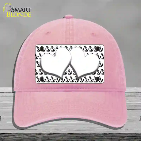 White Black Anchor White Heart Center Novelty License Plate Hat Unconstructed Cotton / Pink