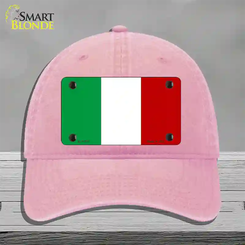 Italy Flag Novelty License Plate Hat Unconstructed Cotton / Pink