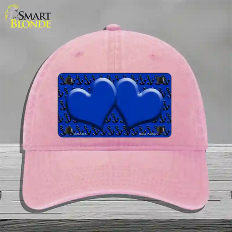 Blue Black Anchor Blue Heart CenterNovelty License Plate Hat Unconstructed Cotton / Pink