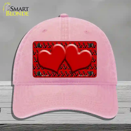 Red Black Anchor Red Heart Center Novelty License Plate Hat Unconstructed Cotton / Pink