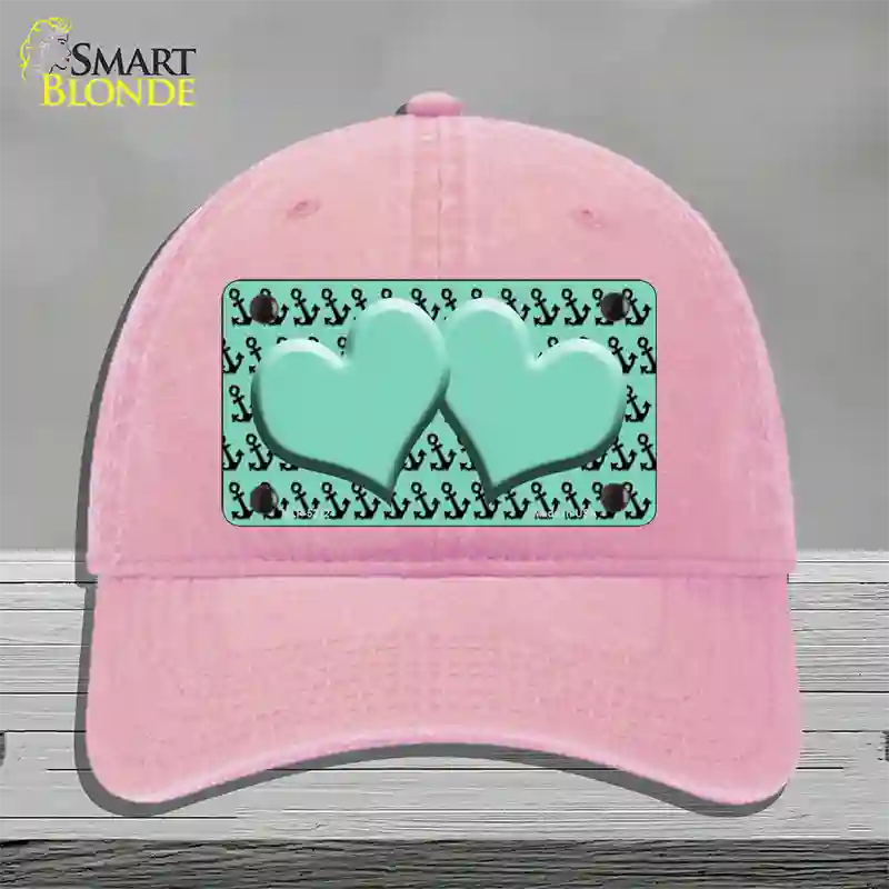 Mint Black Anchor Mint Heart Center Novelty License Plate Hat Unconstructed Cotton / Pink