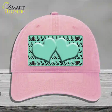 Mint Black Anchor Mint Heart Center Novelty License Plate Hat Unconstructed Cotton / Pink