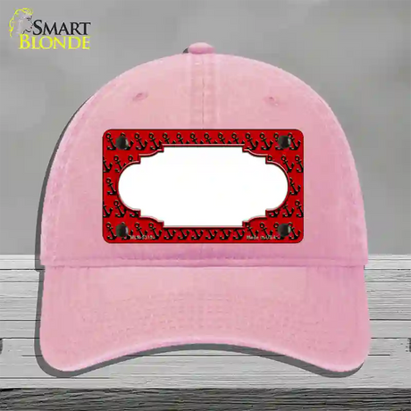 Red Black Anchor Scallop Center Novelty License Plate Hat Unconstructed Cotton / Pink