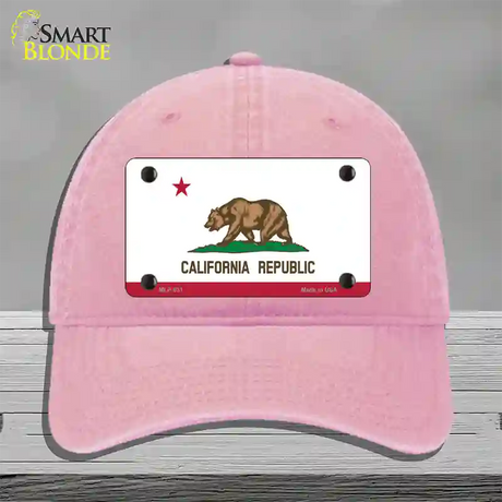 California State Flag Novelty License Plate Hat Unconstructed Cotton / Pink