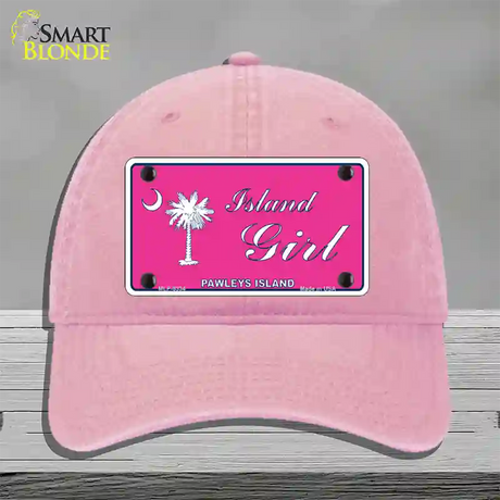 Island Girl Pink Novelty License Plate Hat Unconstructed Cotton / Pink