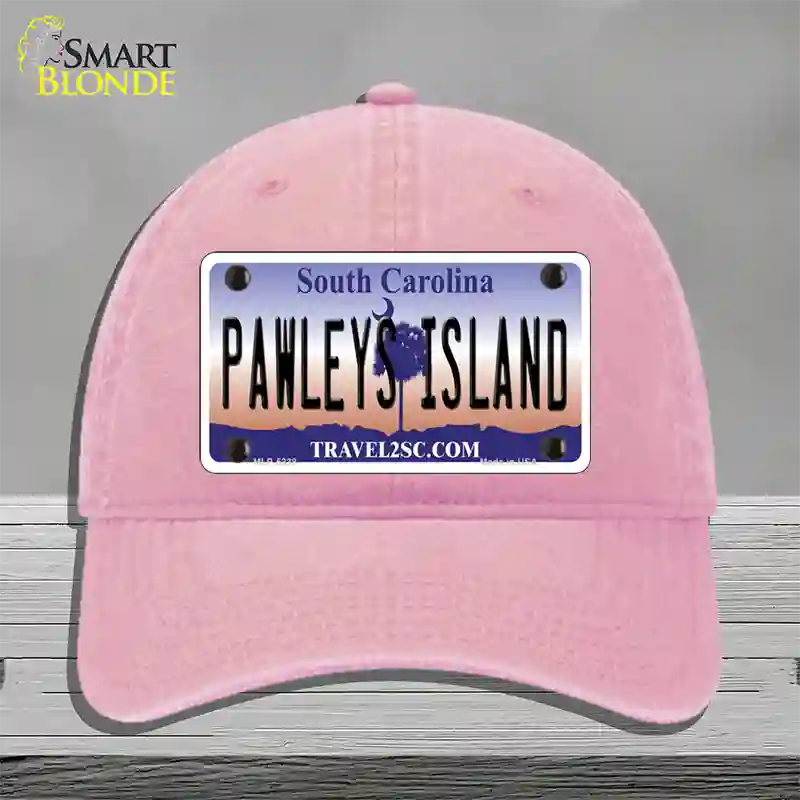 Pawleys Island South Carolina Novelty License Plate Hat Unconstructed Cotton / Pink