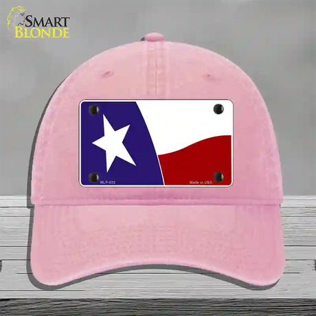 Texas State Flag Waving Novelty License Plate Hat Unconstructed Cotton / Pink