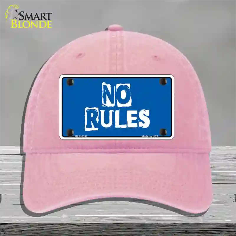 No Rules Novelty License Plate Hat Unconstructed Cotton / Pink