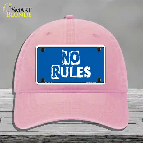 No Rules Novelty License Plate Hat Unconstructed Cotton / Pink