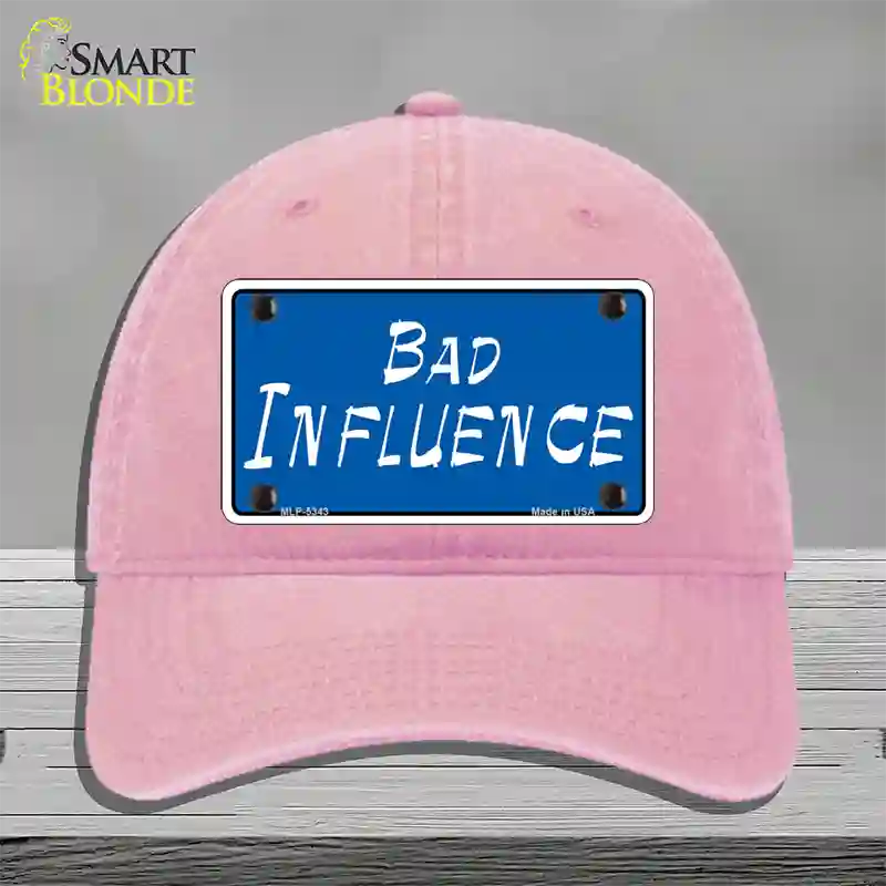 Bad Influence Novelty License Plate Hat Unconstructed Cotton / Pink