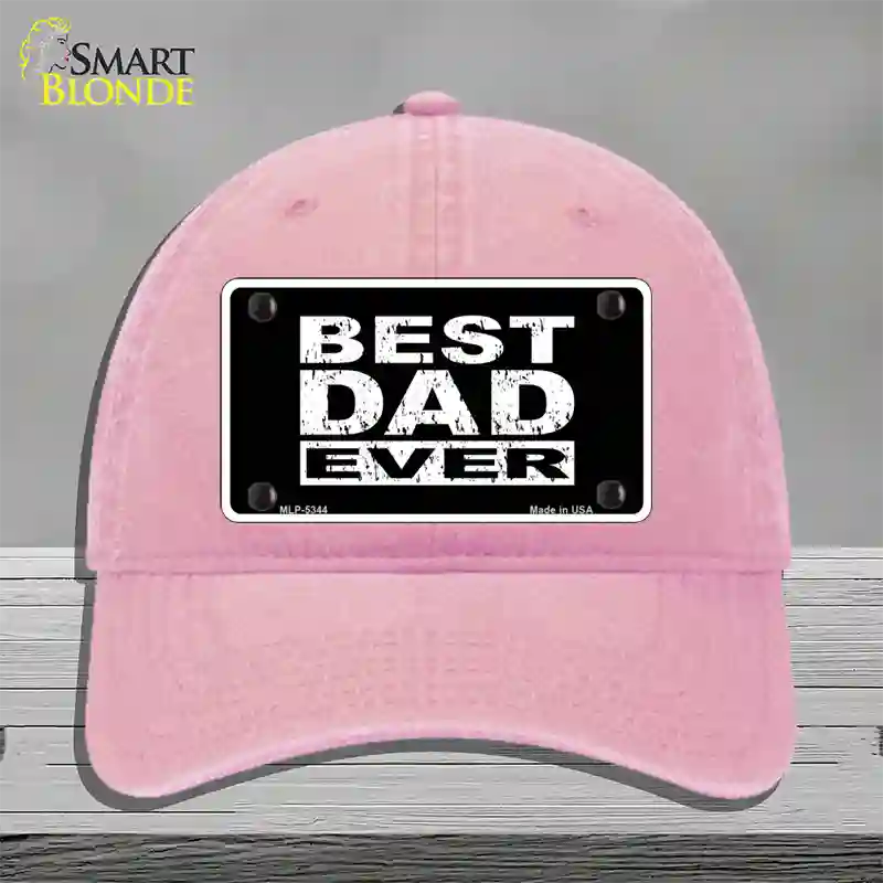 Best Dad Ever Novelty License Plate Hat Unconstructed Cotton / Pink