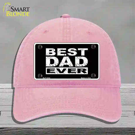 Best Dad Ever Novelty License Plate Hat Unconstructed Cotton / Pink