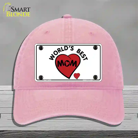 Worlds Best Mom Novelty License Plate Hat Unconstructed Cotton / Pink