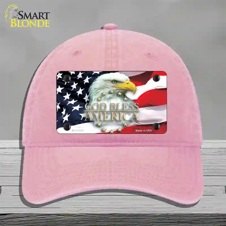 God Bless America Eagle Novelty License Plate Hat Unconstructed Cotton / Pink