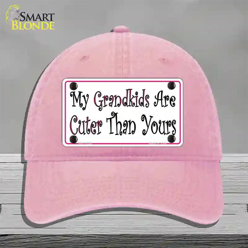 My Grandkids Are Cuter Novelty License Plate Hat Unconstructed Cotton / Pink