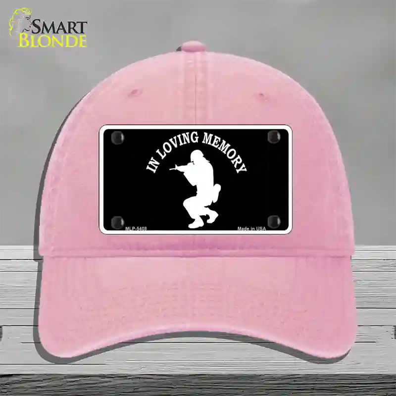 In Loving Memory Squatting Novelty License Plate Hat Unconstructed Cotton / Pink