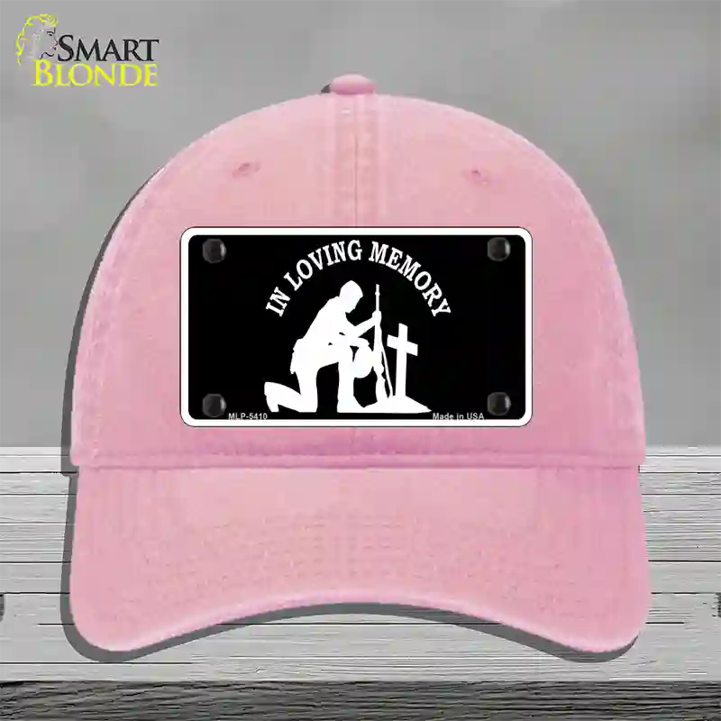 In Loving Memory Cross Novelty License Plate Hat Unconstructed Cotton / Pink