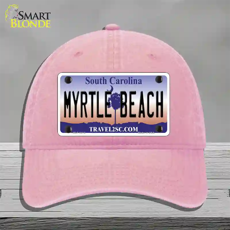 Myrtle Beach South Carolina Novelty License Plate Hat Unconstructed Cotton / Pink