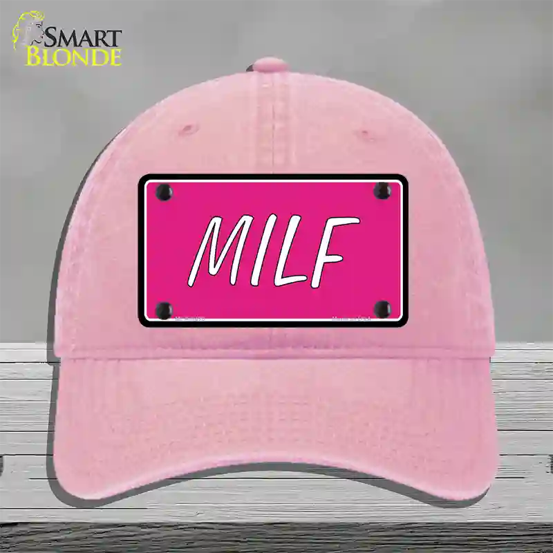 M.I.L.F Pink Novelty License Plate Hat Unconstructed Cotton / Pink