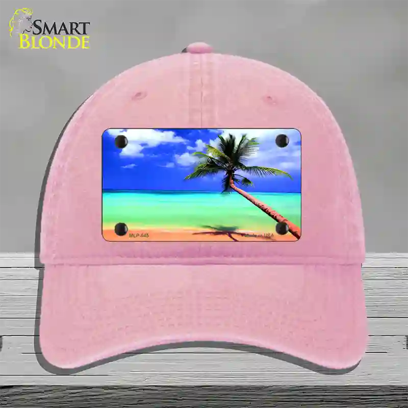 Ocean Sunrise Novelty License Plate Hat Unconstructed Cotton / Pink