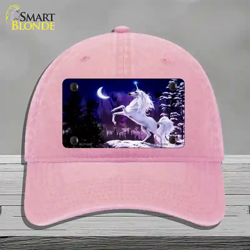 Unicorn Novelty License Plate Hat Unconstructed Cotton / Pink