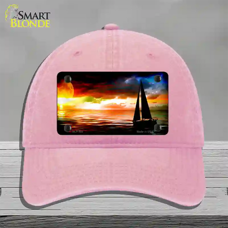 Sailboat Novelty License Plate Hat Unconstructed Cotton / Pink