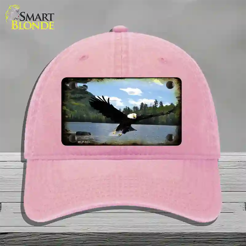 Eagle Over Water Novelty License Plate Hat Unconstructed Cotton / Pink