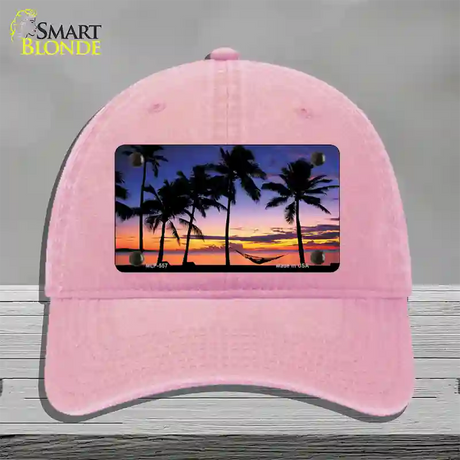 Sunset Hammock Novelty License Plate Hat Unconstructed Cotton / Pink