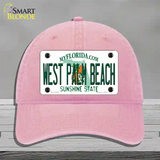 West Palm Beach Florida Novelty License Plate Hat Unconstructed Cotton / Pink