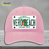 Vero Beach Florida Novelty License Plate Hat Unconstructed Cotton / Pink