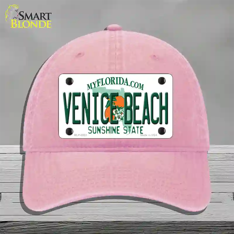 Venice Beach Florida Novelty License Plate Hat Unconstructed Cotton / Pink