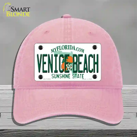 Venice Beach Florida Novelty License Plate Hat Unconstructed Cotton / Pink