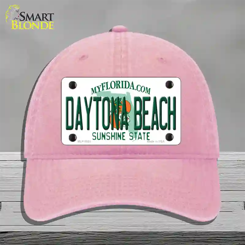 Daytona Beach Florida Novelty License Plate Hat Unconstructed Cotton / Pink