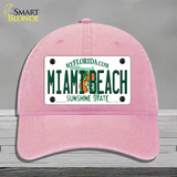 Miami Beach Florida Novelty License Plate Hat Unconstructed Cotton / Pink