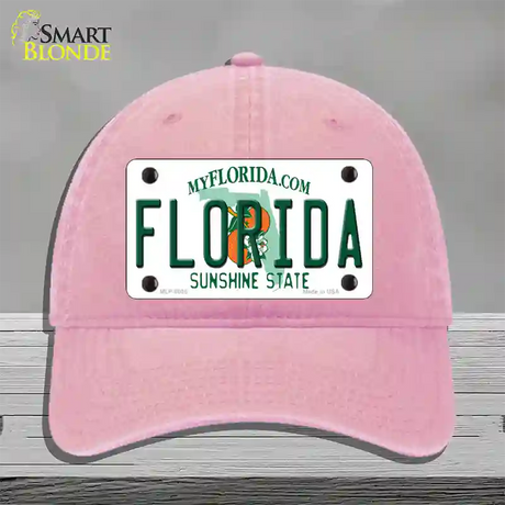 Florida Sunshine State Novelty License Plate Hat Unconstructed Cotton / Pink