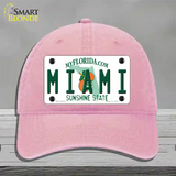 Miami Florida Novelty License Plate Hat Unconstructed Cotton / Pink