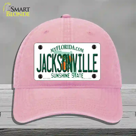 Jacksonville Florida Novelty License Plate Hat Unconstructed Cotton / Pink