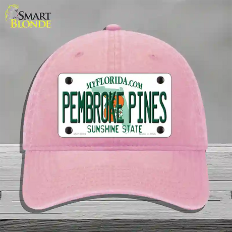 Pembroke Pines Florida Novelty License Plate Hat Unconstructed Cotton / Pink