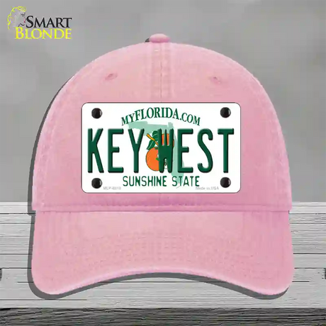 Key West Florida Novelty License Plate Hat Unconstructed Cotton / Pink