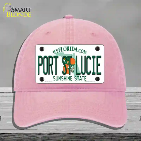 Port St Lucie Florida Novelty License Plate Hat Unconstructed Cotton / Pink