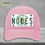 Noles Florida Novelty License Plate Hat Unconstructed Cotton / Pink