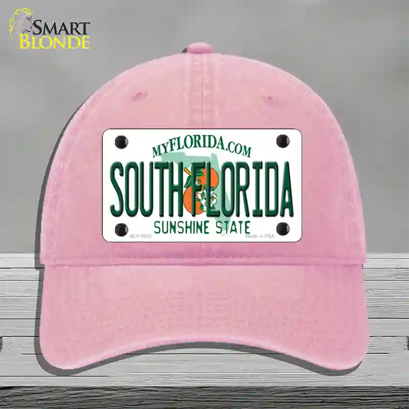 South Florida Novelty License Plate Hat Unconstructed Cotton / Pink