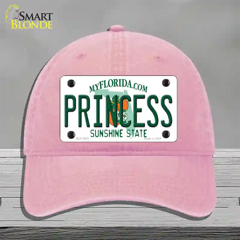 Princess Florida Novelty License Plate Hat Unconstructed Cotton / Pink